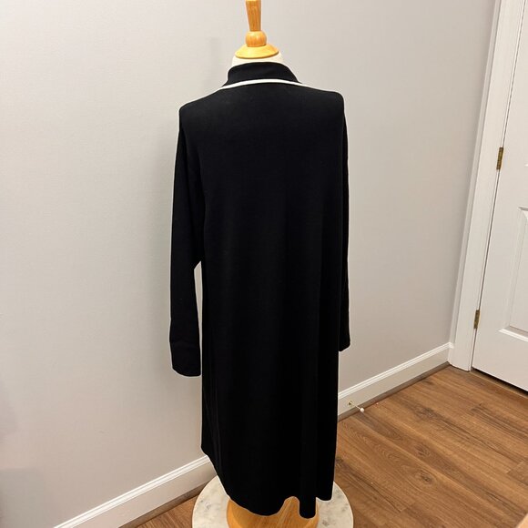 Lord & Taylor Long Cardigan Sweater Knit Jacket Black Contrast Edging Sz 2X - Picture 5 of 11